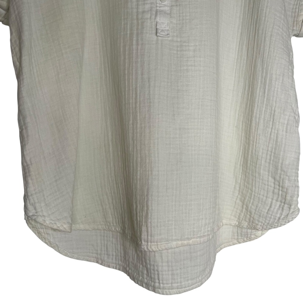 Quince 100% Organic Cotton Gauze Roll Sleeve Shirt in White Cream L Minimalist - Picture 5 of 10
